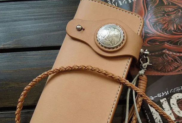 Handmade biker wallet chain leather bifold trucker wallet purse Long wallet for men