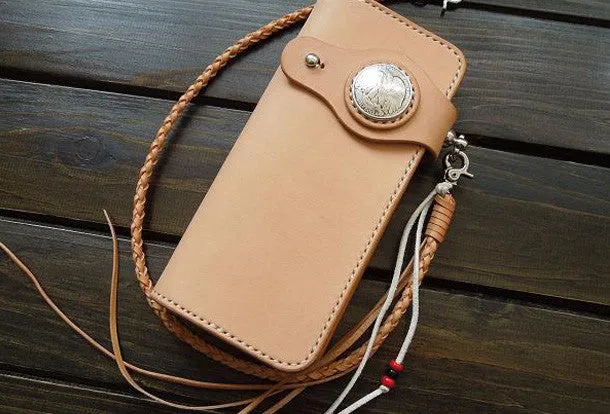 Handmade biker wallet chain leather bifold trucker wallet purse Long wallet for men
