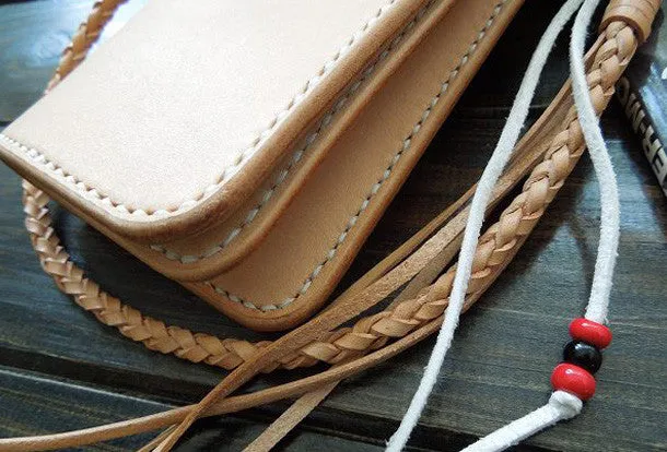 Handmade biker wallet chain leather bifold trucker wallet purse Long wallet for men