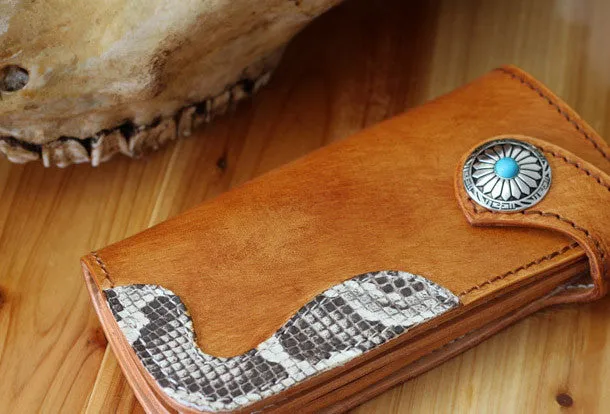 Handmade biker wallet leather vintage brown biker wallet chian Long wallet clutch purse for men