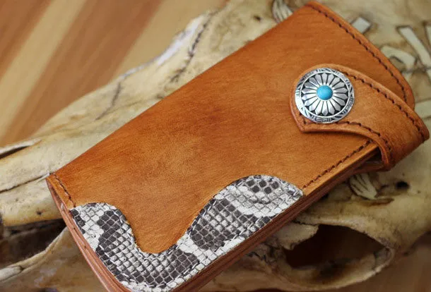 Handmade biker wallet leather vintage brown biker wallet chian Long wallet clutch purse for men