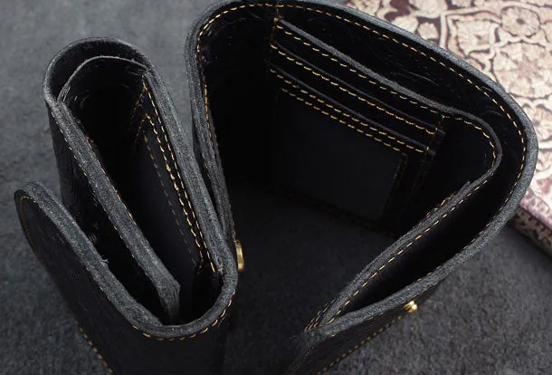 Handmade billfold trifold leather wallet flowral leather billfold wallet for men women