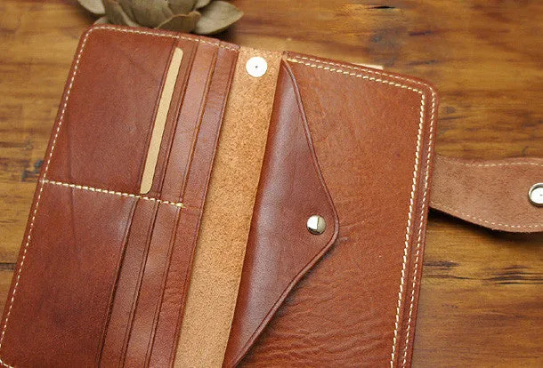 Handmade coffee brown biker wallet snake skin leather with chain Long wallet purse for men