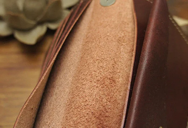 Handmade coffee brown biker wallet snake skin leather with chain Long wallet purse for men