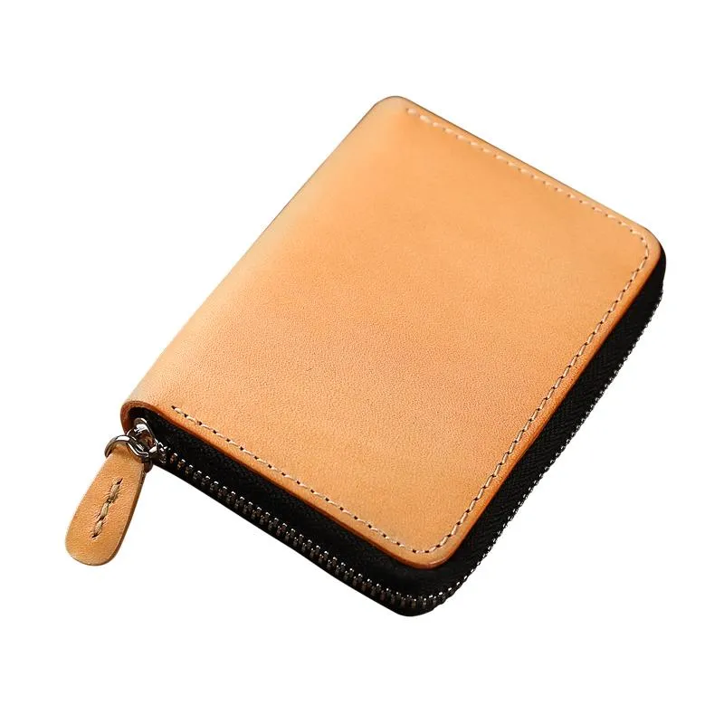 Handmade Cool Mens Leather Zipper Red Small Wallet Green Bifold billfold Wallet for Men
