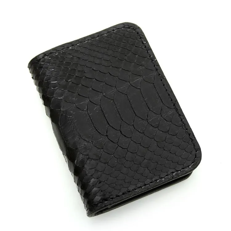 Handmade Cool Mens Snake Skin Small Wallet Slim billfold Wallets Black Card Wallet For Men