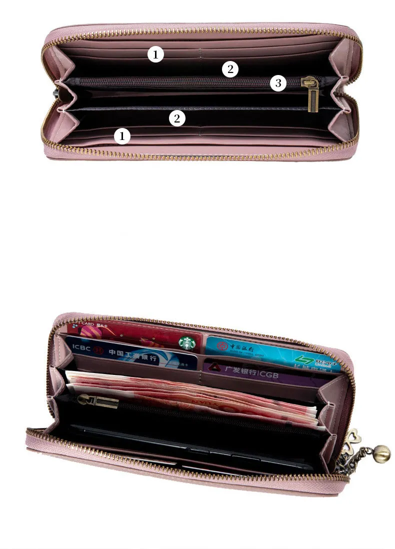 Handmade Embroidery Blue Leather Orchids Wristlet Wallet Womens Zip Around Wallets Flowers Orchids Ladies Zipper Clutch Wallet for Women