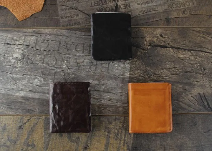 Handmade Genuine Leather Mens Cool Slim Leather Billfod Wallet Men billfold Wallets Bifold for Men