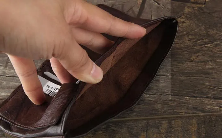 Handmade Genuine Leather Mens Cool Slim Leather Billfod Wallet Men billfold Wallets Bifold for Men