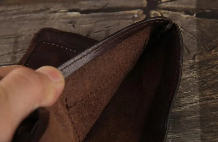 Handmade Genuine Leather Mens Cool Slim Leather Billfod Wallet Men billfold Wallets Bifold for Men