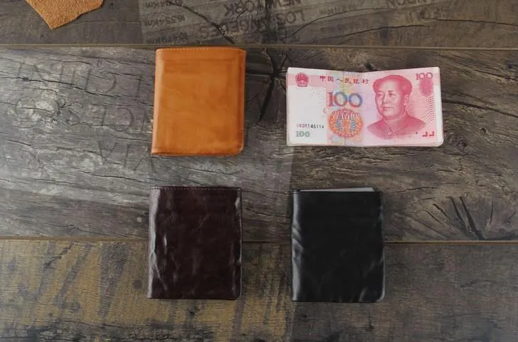 Handmade Genuine Leather Mens Cool Slim Leather Billfod Wallet Men billfold Wallets Bifold for Men
