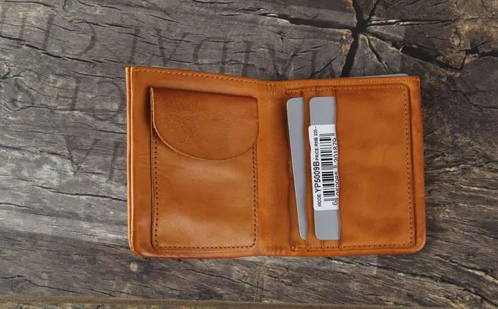 Handmade Genuine Leather Mens Cool Slim Leather Billfod Wallet Men billfold Wallets Bifold for Men