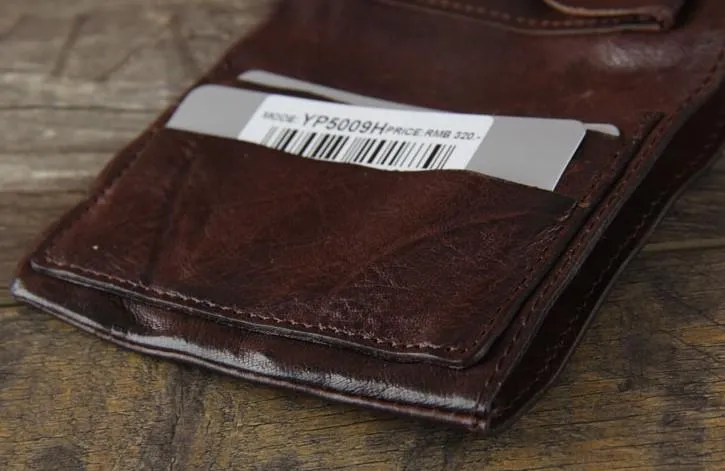 Handmade Genuine Leather Mens Cool Slim Leather Billfod Wallet Men billfold Wallets Bifold for Men