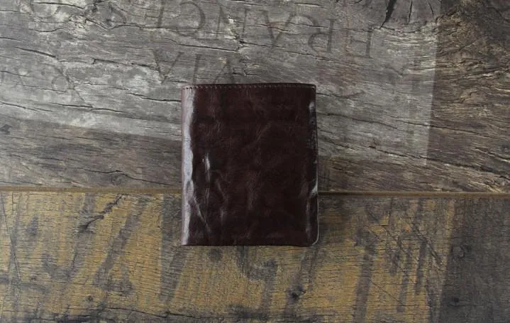 Handmade Genuine Leather Mens Cool Slim Leather Billfod Wallet Men billfold Wallets Bifold for Men