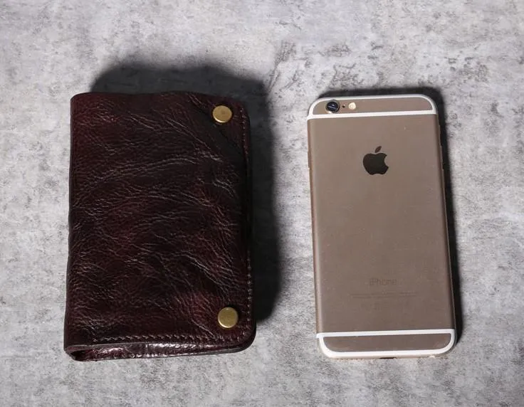 Handmade Genuine Leather Mens Cool Slim Leather billfold Wallet Men Small Wallets Bifold for Men