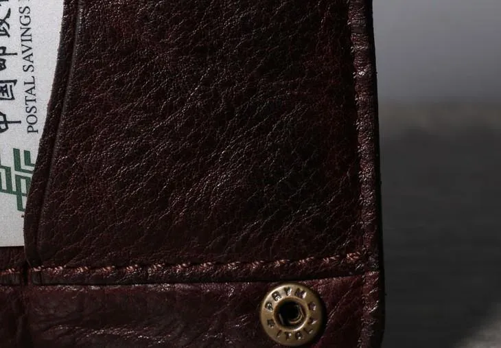 Handmade Genuine Leather Mens Cool Slim Leather billfold Wallet Men Small Wallets Bifold for Men