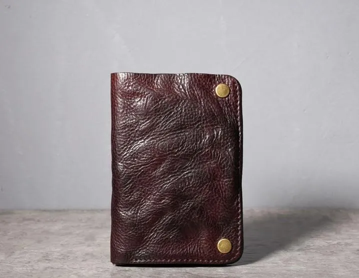 Handmade Genuine Leather Mens Cool Slim Leather billfold Wallet Men Small Wallets Bifold for Men