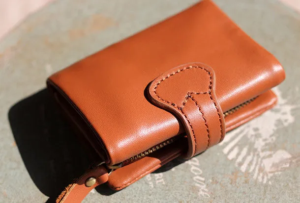Handmade Genuine leather trifold billfold  purse wallet purse coin women