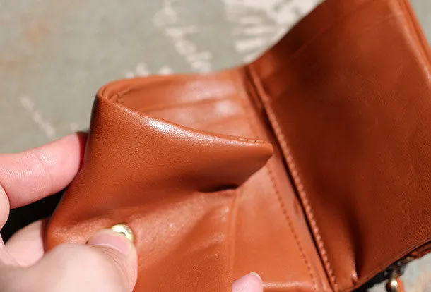 Handmade Genuine leather trifold billfold  purse wallet purse coin women