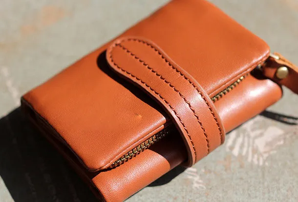 Handmade Genuine leather trifold billfold  purse wallet purse coin women
