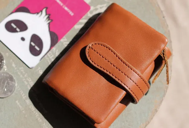 Handmade Genuine leather trifold billfold  purse wallet purse coin women