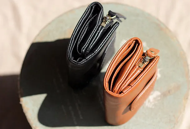 Handmade Genuine leather trifold billfold  purse wallet purse coin women