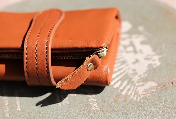 Handmade Genuine leather trifold billfold  purse wallet purse coin women