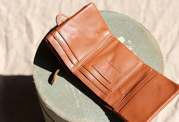 Handmade Genuine leather trifold billfold  purse wallet purse coin women