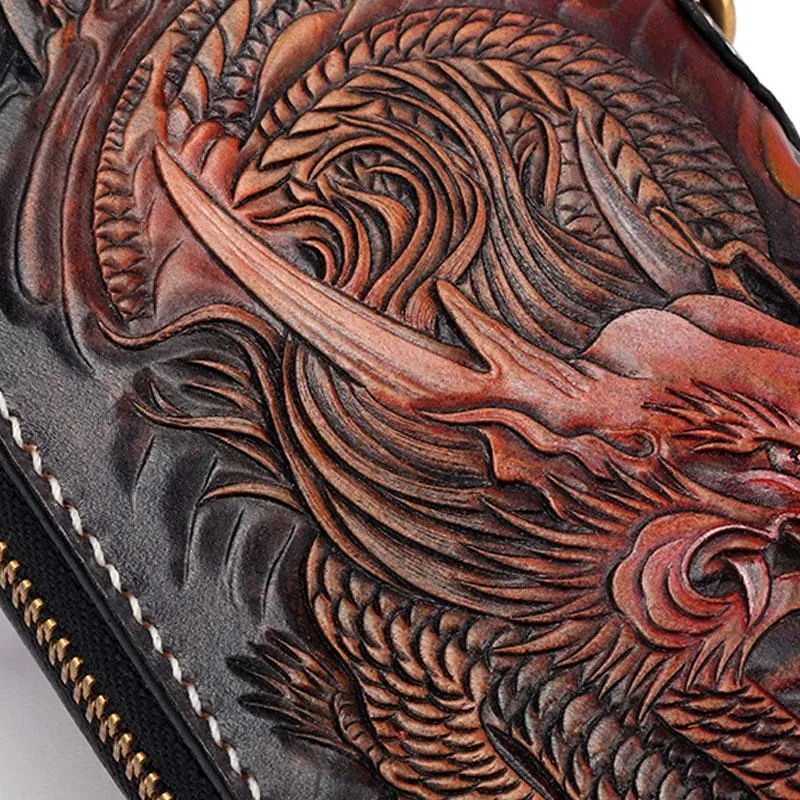 Handmade Leather Acalanatha Mens Chain Biker Wallet Cool Leather Wallet With Chain Wallets for Men