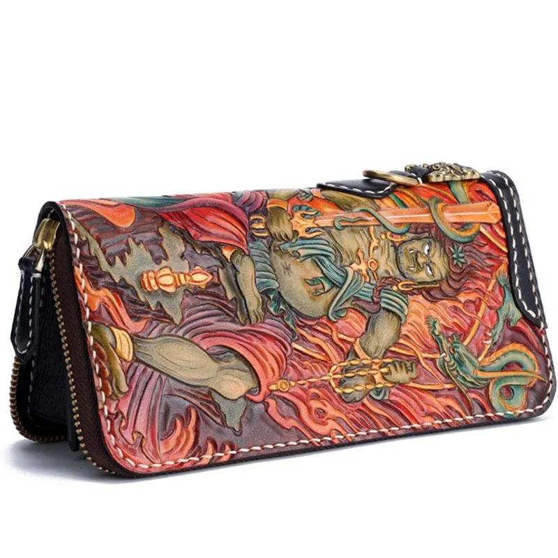Handmade Leather Acalanatha Mens Chain Biker Wallet Cool Leather Wallet With Chain Wallets for Men