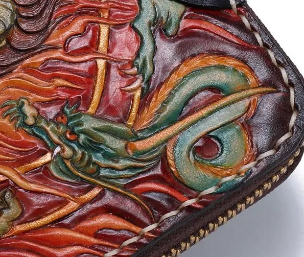 Handmade Leather Acalanatha Mens Chain Biker Wallet Cool Leather Wallet With Chain Wallets for Men