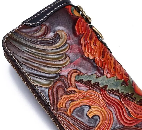 Handmade Leather Acalanatha Mens Chain Biker Wallet Cool Leather Wallet With Chain Wallets for Men