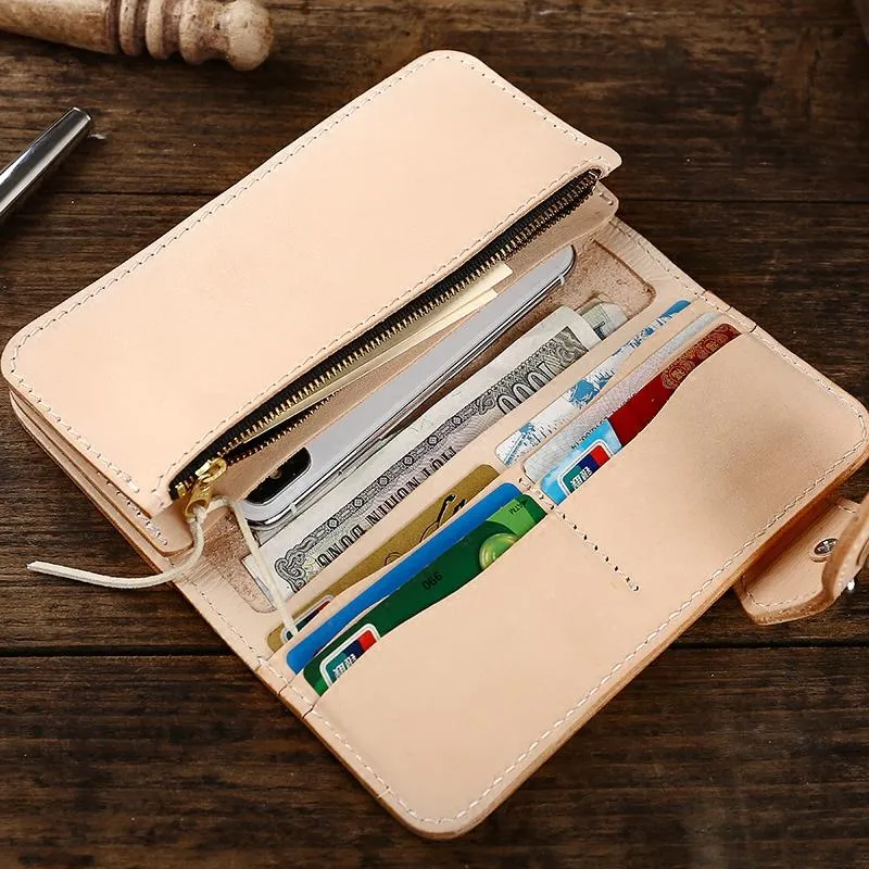 Handmade Leather Biker Chain Wallet Mens Cool Chain Long Wallets with Chain