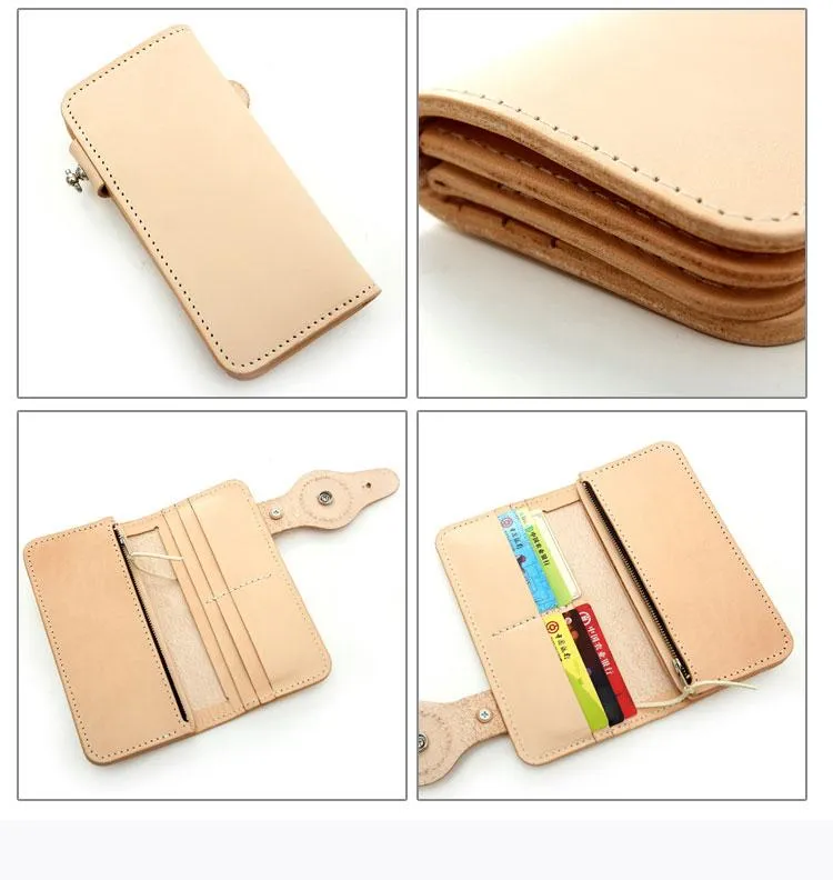Handmade Leather Biker Chain Wallets Mens Cool Chain Long Wallet with Chain