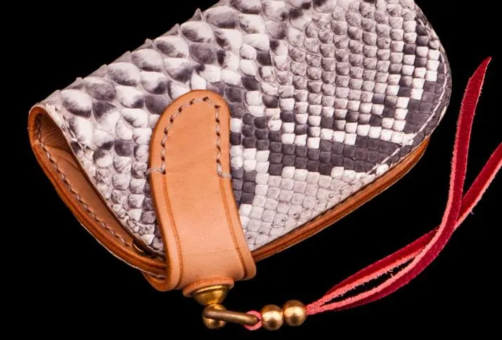 Handmade Leather Biker Mens Cool Car Key Wallet Coin Wallet Pouch Car KeyChain for Men