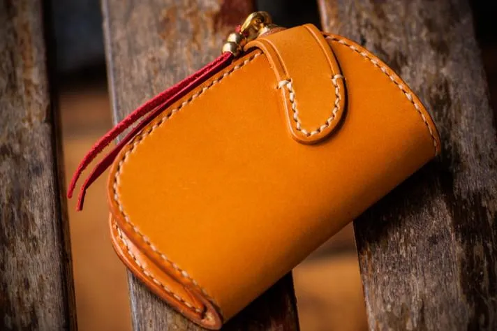 Handmade Leather Biker Mens Cool Car Key Wallets Coin Wallet Pouch Car KeyChain for Men