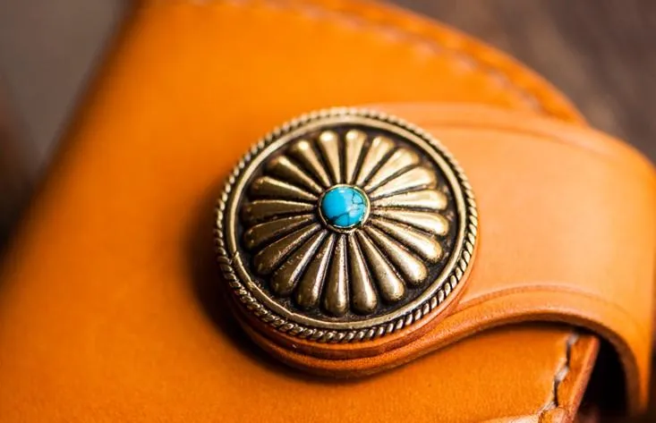 Handmade Leather Biker Mens Cool Car Key Wallets Coin Wallet Pouch Car KeyChain for Men