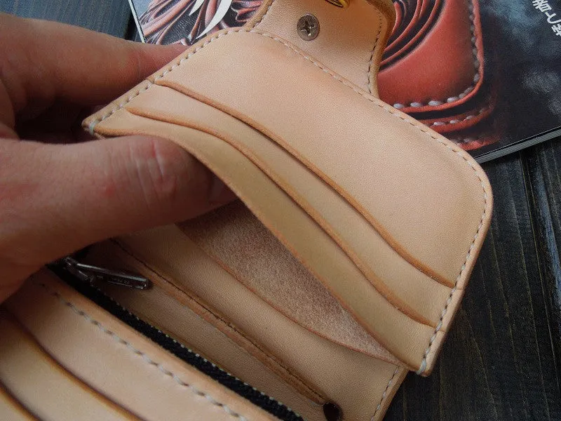 Handmade Leather billfold biker wallet trucker wallets chain leather Small leather Chain wallet for men