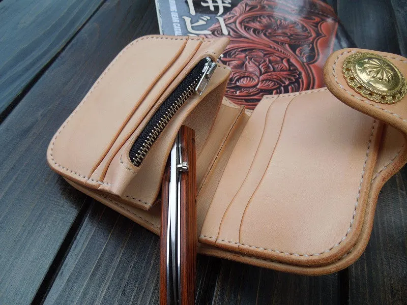 Handmade Leather billfold biker wallet trucker wallets chain leather Small leather Chain wallet for men
