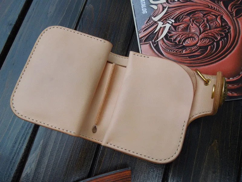 Handmade Leather billfold biker wallet trucker wallets chain leather Small leather Chain wallet for men
