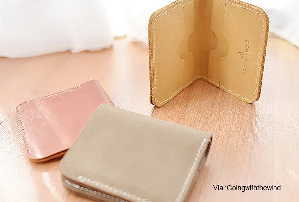 Handmade Leather billfold Minimalist wallet purse women small wallet vintage