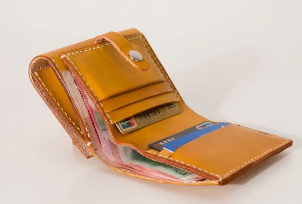 Handmade Leather billfold trifold wallet wallet purse cute small women wallet