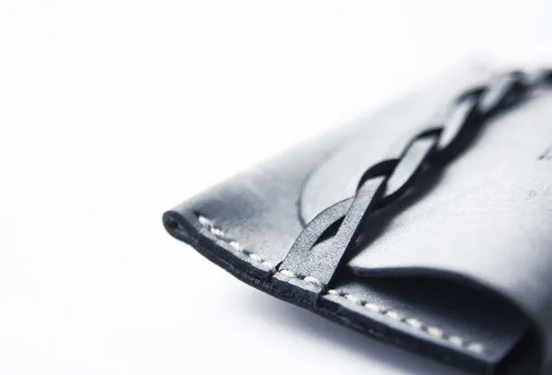 Handmade leather braided personalized custom billfold coin change wallet card wallet for women