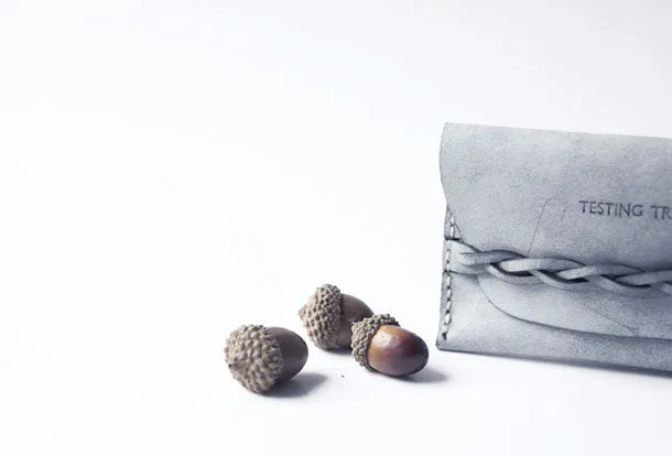Handmade leather braided personalized custom billfold coin change wallet card wallet for women