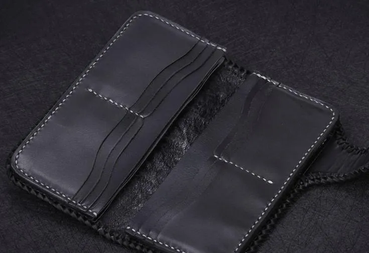 Handmade Leather Carp Mens Chain Biker Wallet Cool Leather Wallet With Chain Wallets for Men