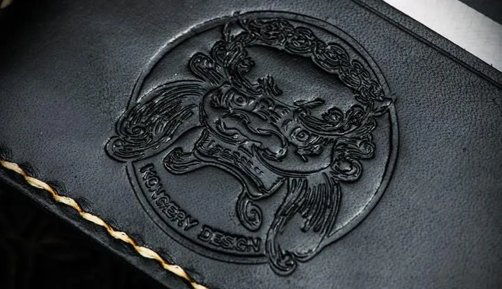 Handmade Leather Carp Tooled Mens Small Wallet Cool Leather Wallet billfold Wallet for Men