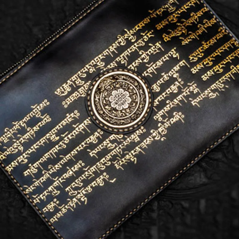 Handmade Leather Carp Tooled Wristlet Bags Mens Cool Leather Wallet Long Clutch for Men