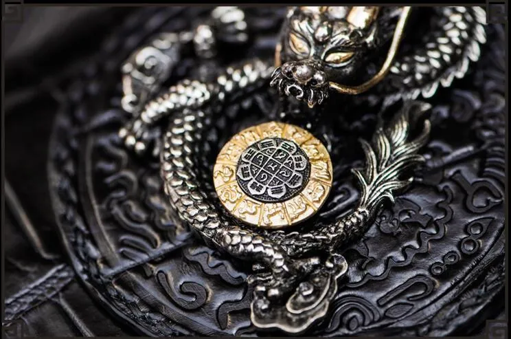 Handmade Leather Chinese Dragon Mens Chain Biker Wallet Cool Leather Wallet Long Clutch Wallets for Men