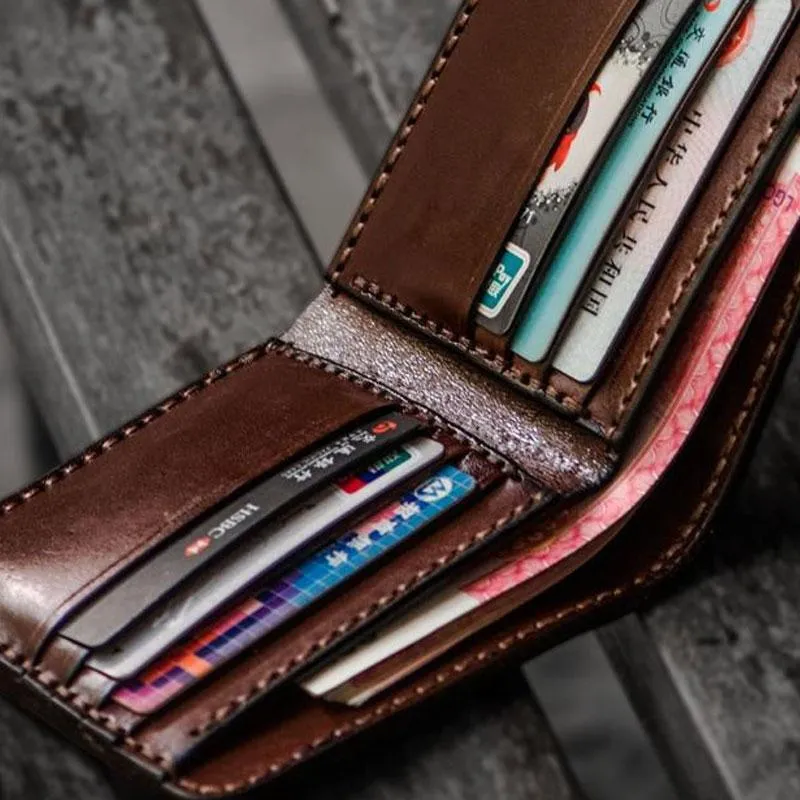 Handmade Leather Indian Chief Tooled Mens billfold Wallet Cool Leather Wallet Slim Wallet for Men