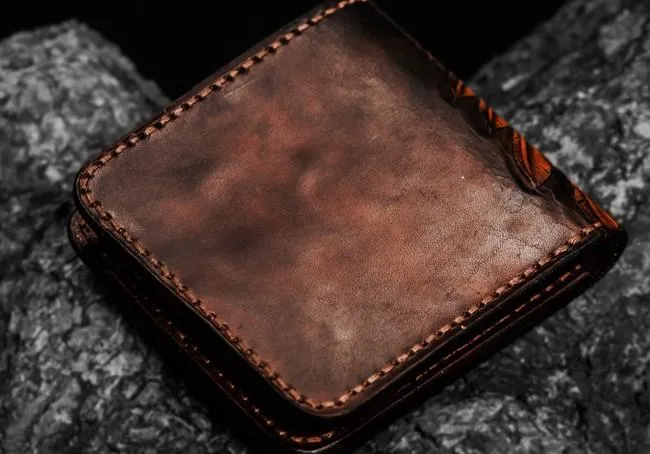 Handmade Leather Indian Chief Tooled Mens billfold Wallet Cool Leather Wallet Slim Wallet for Men